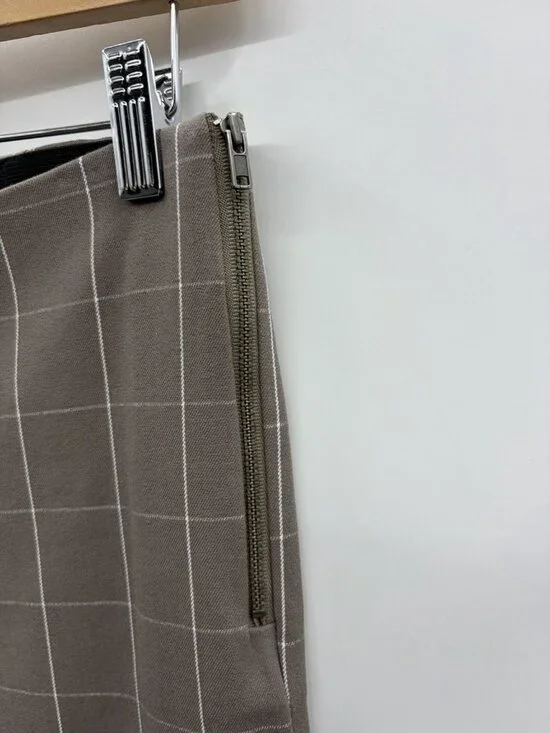 A New Day Womens Size 4 Windowpane Plaid Side Zip Slim Ankle Pants in Brown - Picture 3 of 7